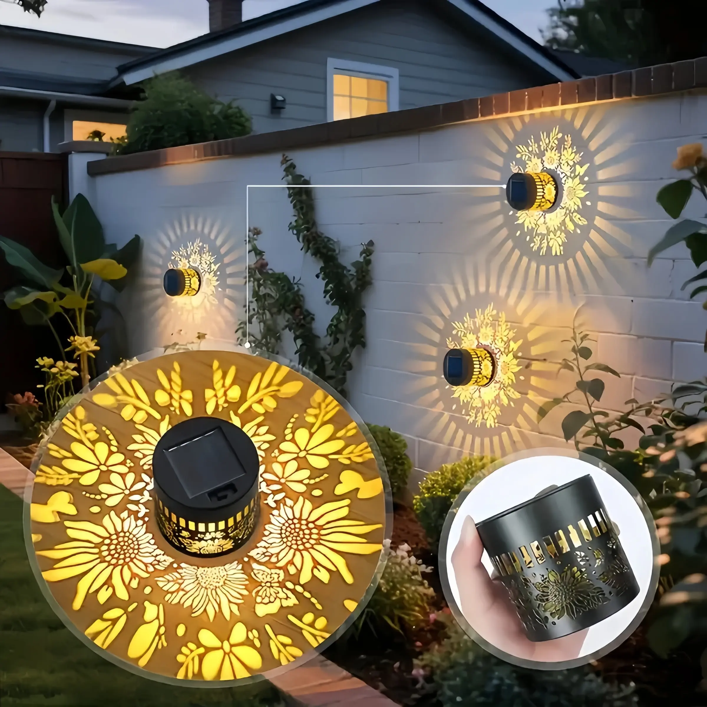 Solar Outdoor Wall Light, Vintage Modern Design, Warm Color LED, Garden Patio Balcony Villa Door Lamp, Elegant Projection, Outdoor Decoration Light, Solar Garden Lights, Outside Lights, Patio Lighting, Yard Lighting