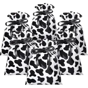 60 count 6 x 9 Inch Cow Cellophane Candy Bags   Goodie Bags with 25 Yards Ribbon Farm  Party Favors for Birthday  Theme Party Supplies