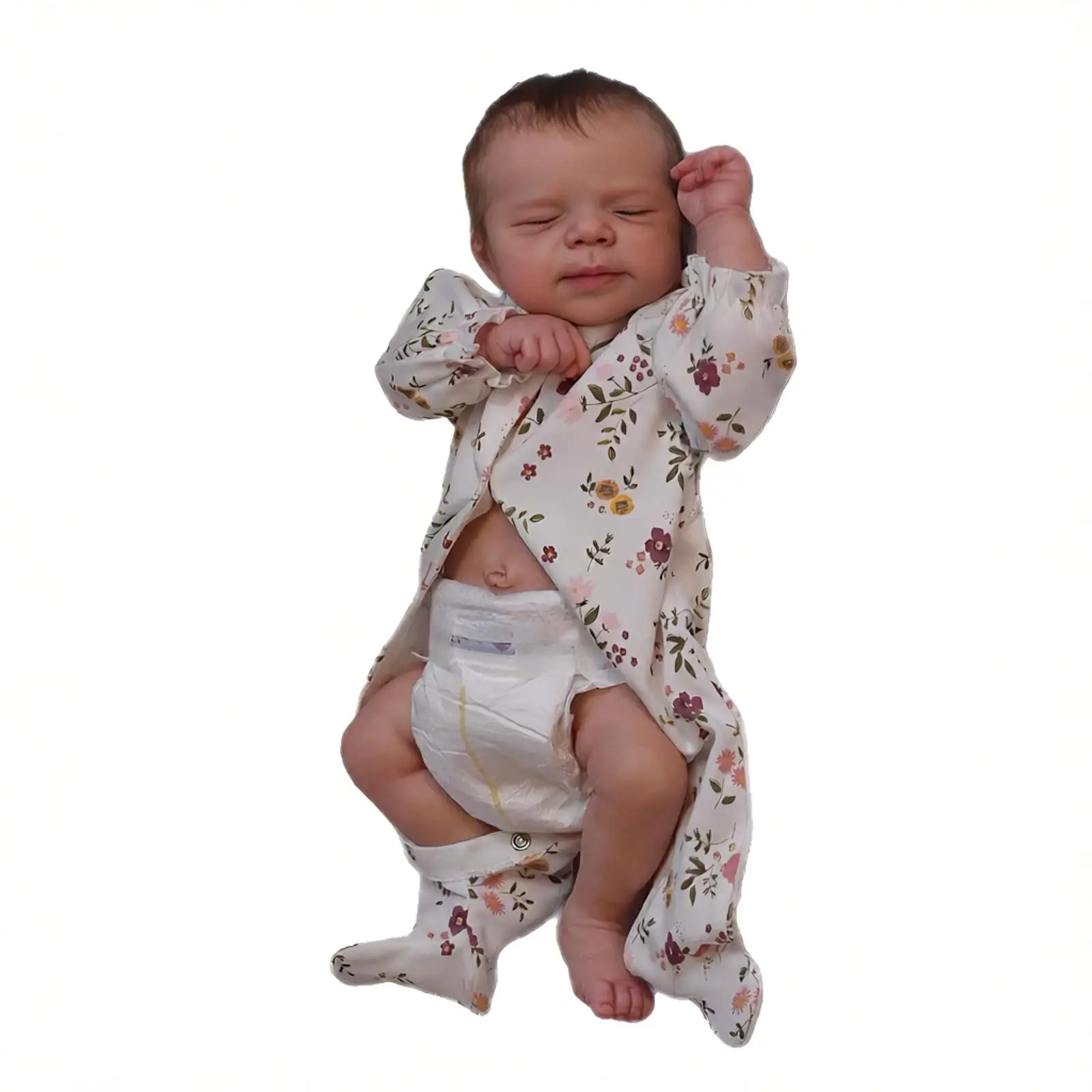 22-Inch Reborn Baby Doll, Solid Silicone Rebirth Doll, Manual Hair Transplant Soft Girl Body Simulation Baby, Printed Clothes, for 4+