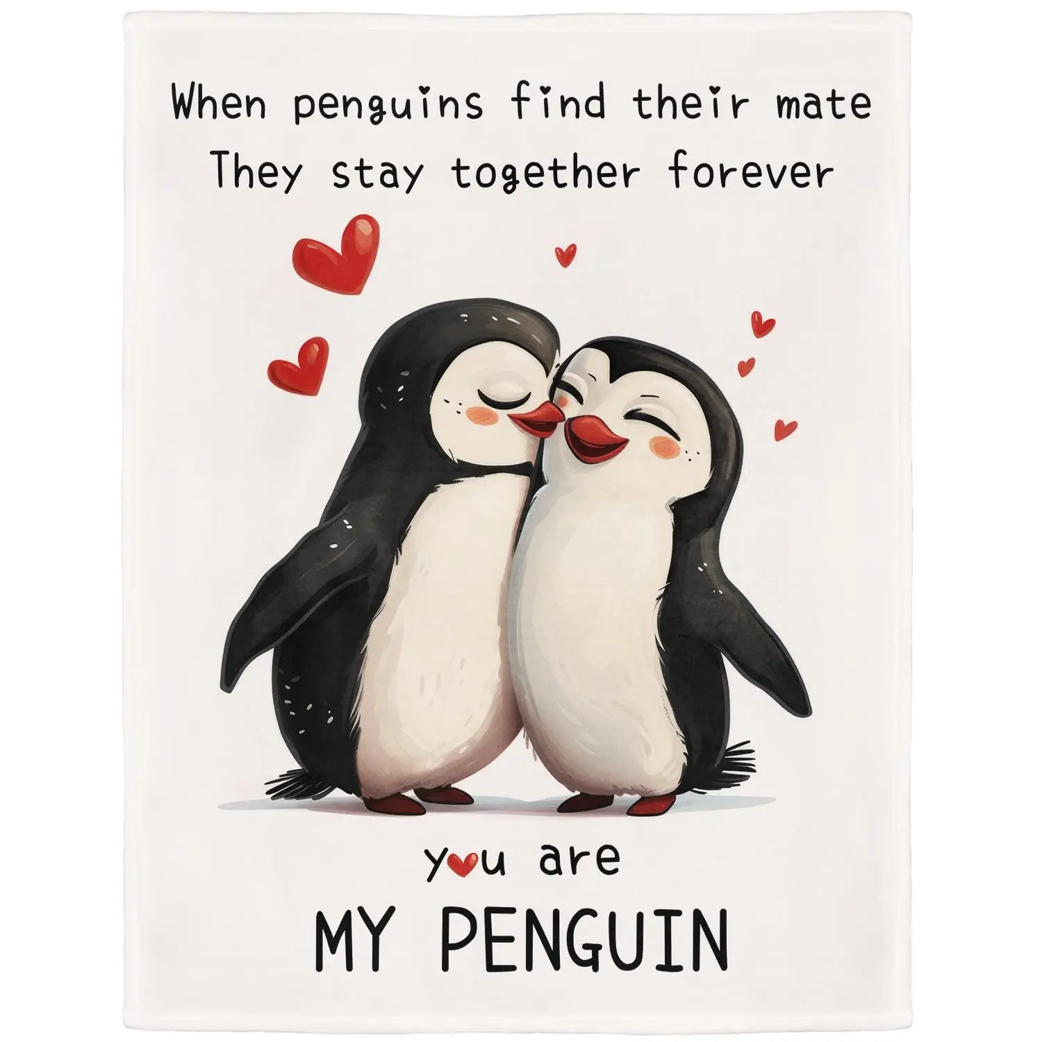1pc "You are mine" penguin blanket, a warm blanket birthday gift for boyfriend or girlfriend, the softest blanket gift for wife or husband on wedding anniversary, a cute and romantic "I love you" gift for her and you - blanket for all seasons