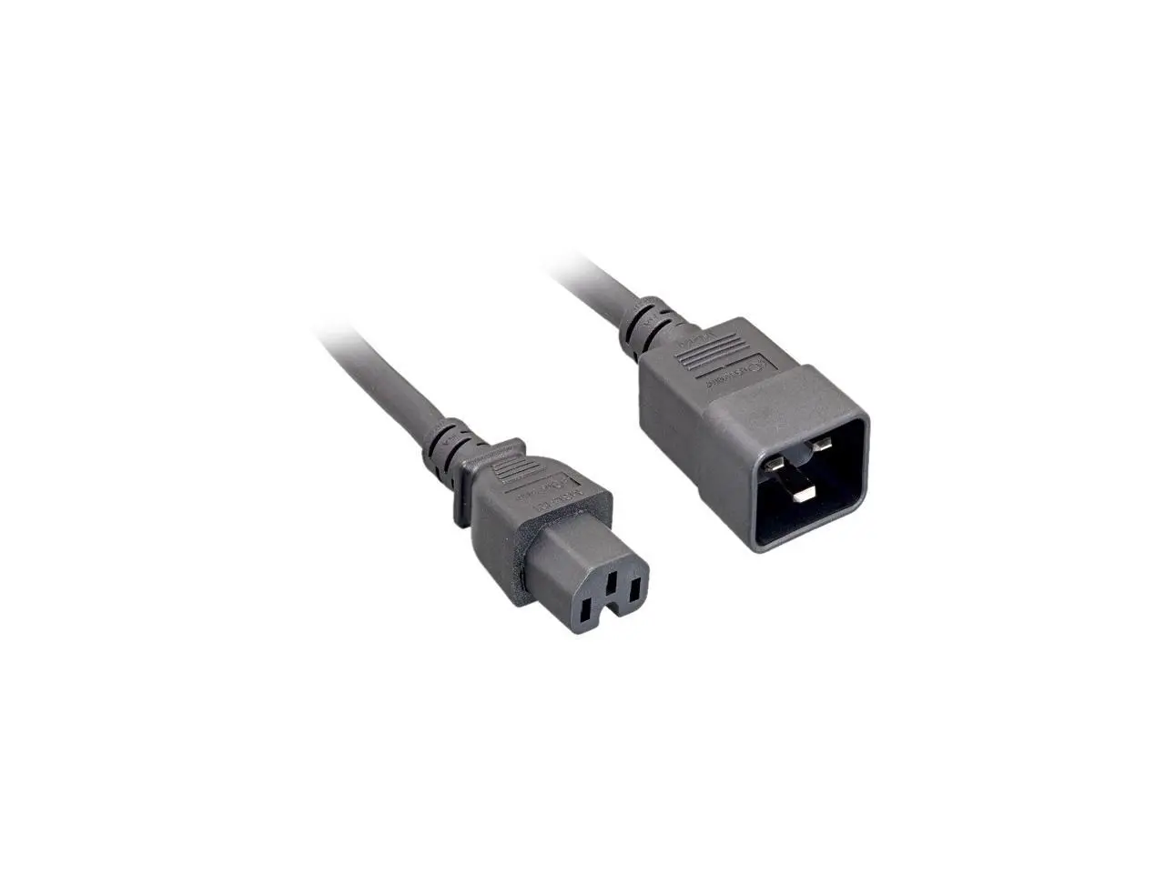 Nippon Labs 14 AWG. C15 / C20 Power Cord, SJT, 15A, 300V, 1 ft. IEC-60320-C15 to IEC-60320-C20 Black Power Cable