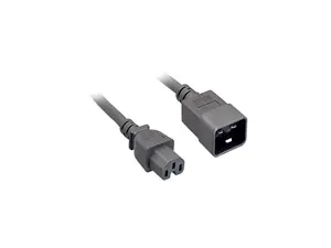 Nippon Labs 14 AWG. C15 / C20 Power Cord, SJT, 15A, 300V, 8 ft. IEC-60320-C15 to IEC-60320-C20 Black Power Cable