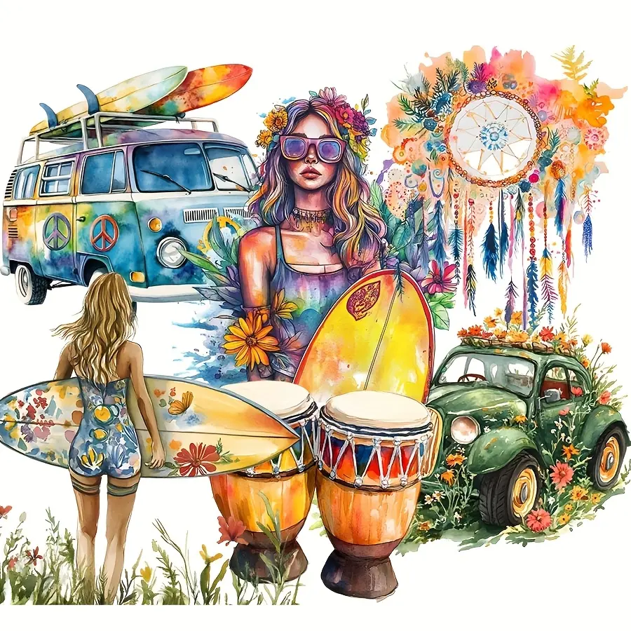 80-95pcs Freedom Summer Sticker set, Sticker Sheets with Colorful Flower, Pride Month Bus, Roads Travel Patterns, Suitable for Album Journal Sticker Stationery, Paper DIY Craft Kits, Gift Wrapping Decor, Scrapbooking, Art Stickers, Aesthetic Stickers