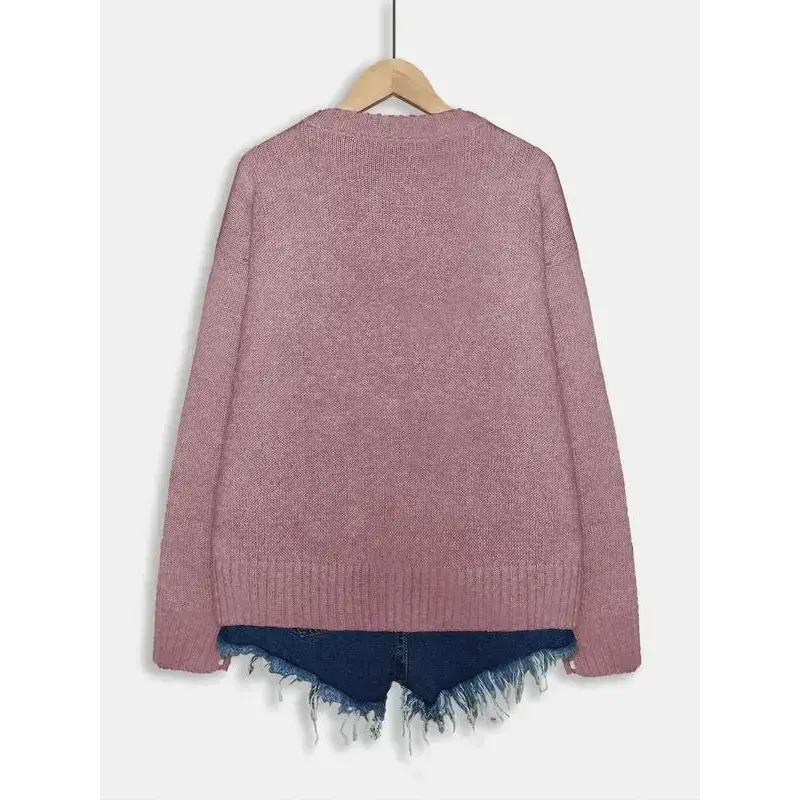 Women's Rabbit Print Drop Shoulder Crew Neck Sweater, Casual Chic Long Sleeve Round Neck Jumper for Fall & Winter, Fashion Ladies' Knitwear for Daily Wear, Women's Clothing, Sweaters for Women, Cute Tops, Knit Pullover Tops Women's Rabbit Print Drop Shoulder Crew Neck Sweater, Casual Chic Long Sleeve Round Neck Jumper for Fall & Winter, Fashion Ladies' Knitwear for Daily Wear, Women's Clothing, Sweaters for Women, Cute Tops, Knit Pullover Tops