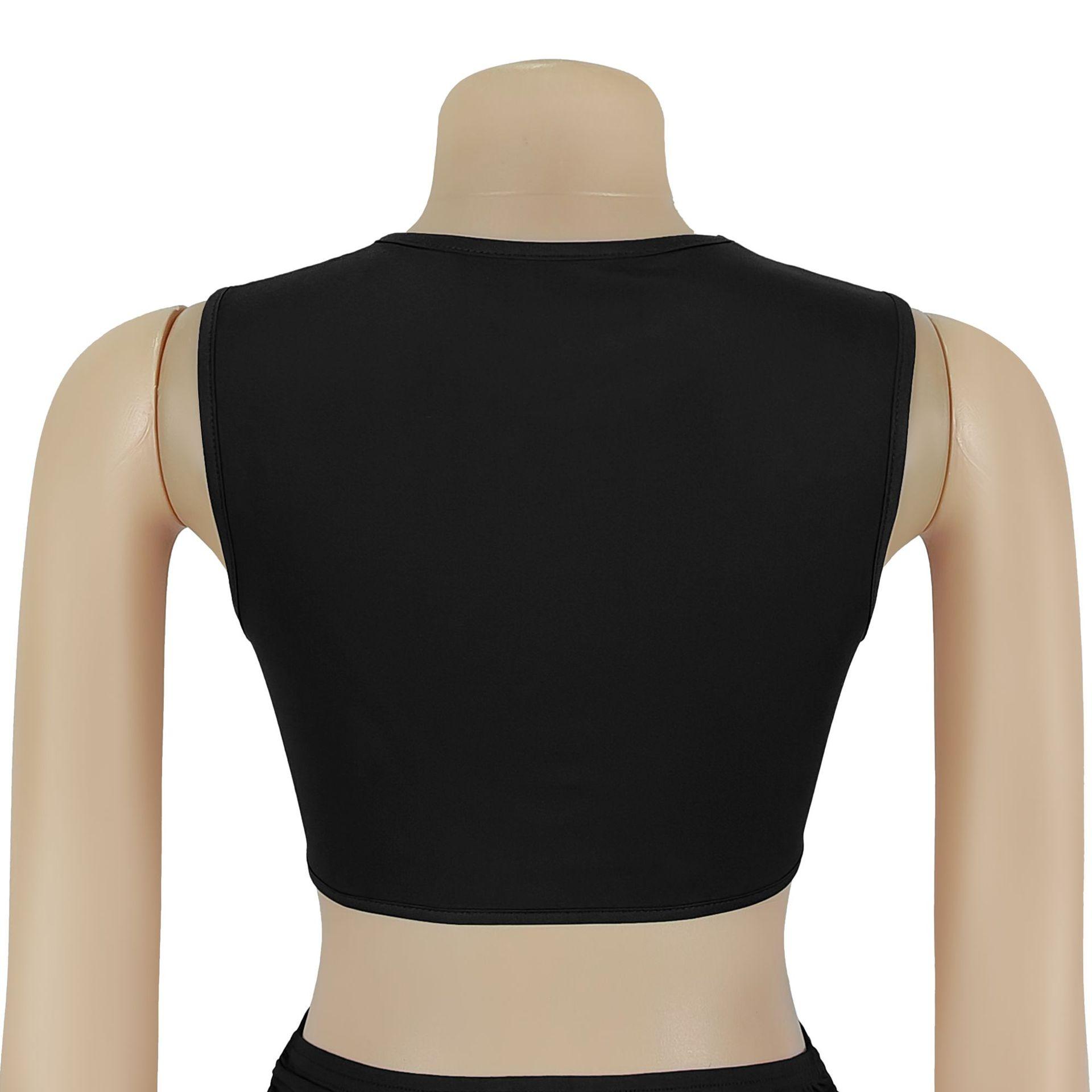 Fashion Women's Sexy Solid Color Sleeveless Crop Open Fork Dress