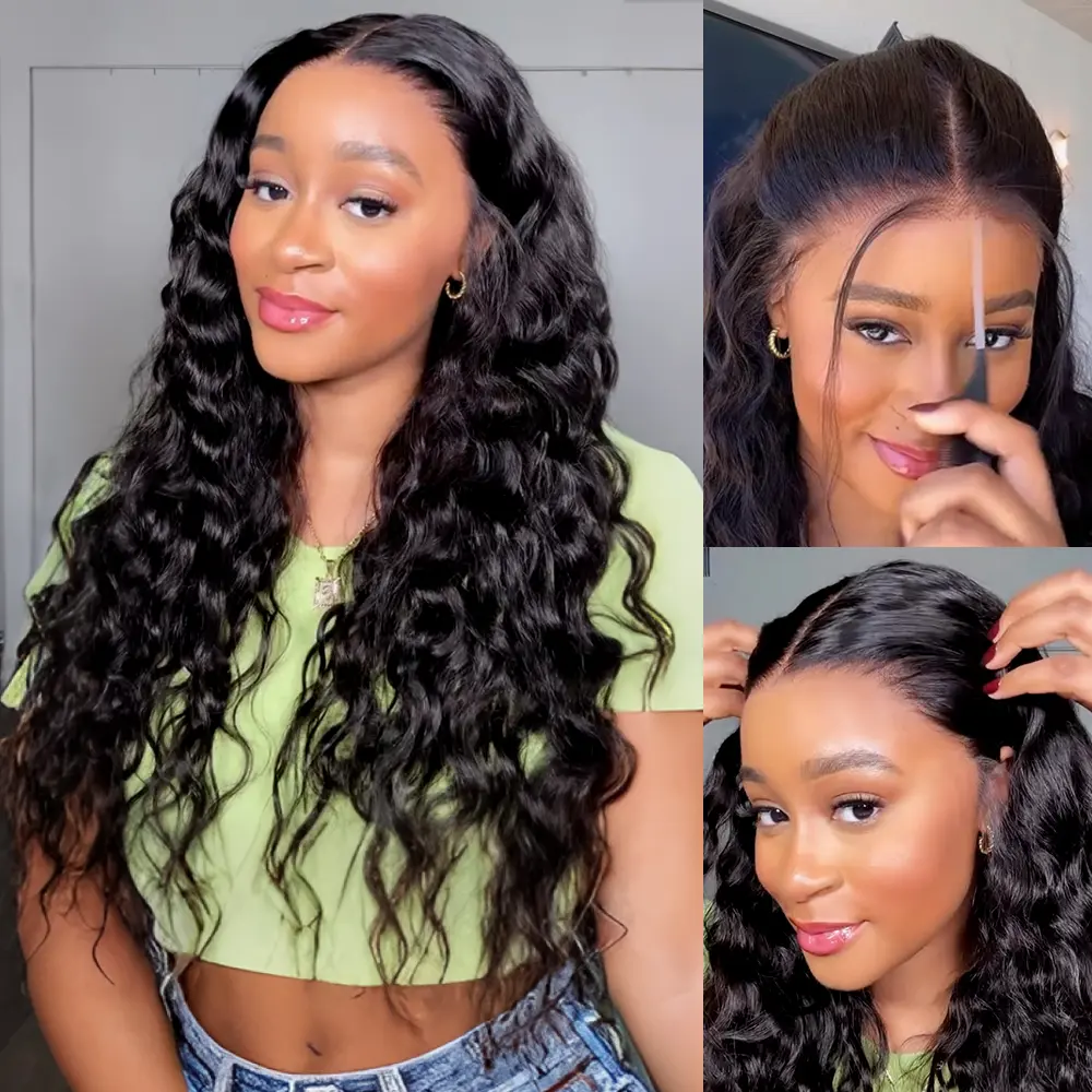 Megalook Flowy Bohemian Curls Wig 13x6 Glueless Lace Frontal Wig Ear To Ear Pre-plucked Natural Hairline Natural Curly Hair Pre Bleached Via Drawstring Band For Any Head #Summervibes