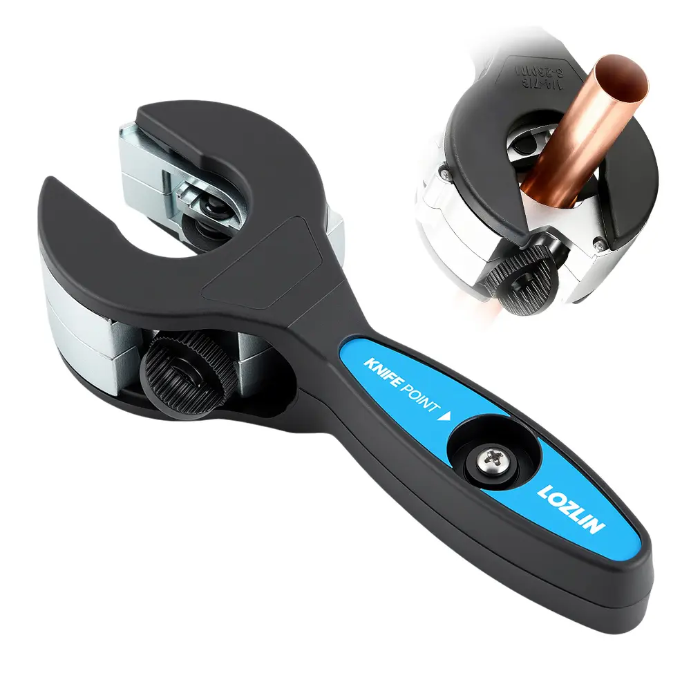 LOZLIN Close Quarters Tubing Cutter Ratcheting 1/4" to 7/8" Tool for Tight Spaces Cuts Copper PVC PEX with Safety Lock & Burr-Free Blade - Hardware fathersdaygift Pex Cutting Tool
