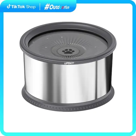 【outdoorfun】Stainless Steel Dog Drinking Water Bowl/Dish - 1.6 Gal/6.5L Large Capacity Slow Water Feeder, No-Spill No-Splash Design, Heavy-Duty Steel Resists Daily Wear, Wide Anti-Slip Silicone Mat, Detachable Filter for Messy Drinkers