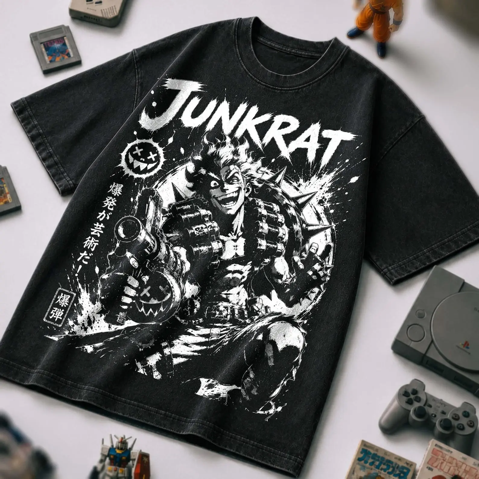 Vintage Overwatch Junkrat Vintage Washed Shirt, Junkrat Graphic Tee, Gamer Hoodie Sweatshirt, Black Anime Style Unisex Gift. Y2K Retro Anime Manga Gaming Junkrat Print 100% Premium Cotton 230g Made in USA Factory
