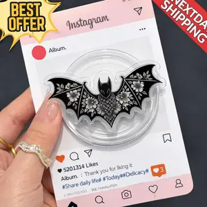 Gothic Bat Phone Grip MagSafe, Floral Bat Aesthetic Phone Holder, Dark Academia Grip Stand, Witchy Phone Accessory