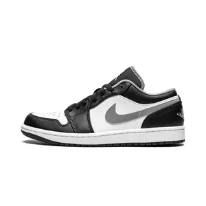 Air Jordan 1 Low Top Athletic Shoes, Black-Particle Grey Hoops Shoes, Sports Footwear Style 553558-040