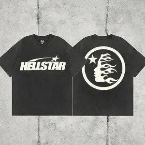 Hell-star Logo Y2K Aesthetic T Shirt, Harajuku Tee, Goth Punk T-Shirt, Alternative Clothing, Y2k Graphic Shirt, Shirt, Cotton Shirt, Vintage Shirt, Crewneck Shirt, Streetwear, Oversized T-Shirt Casual Top Unisex 3G7