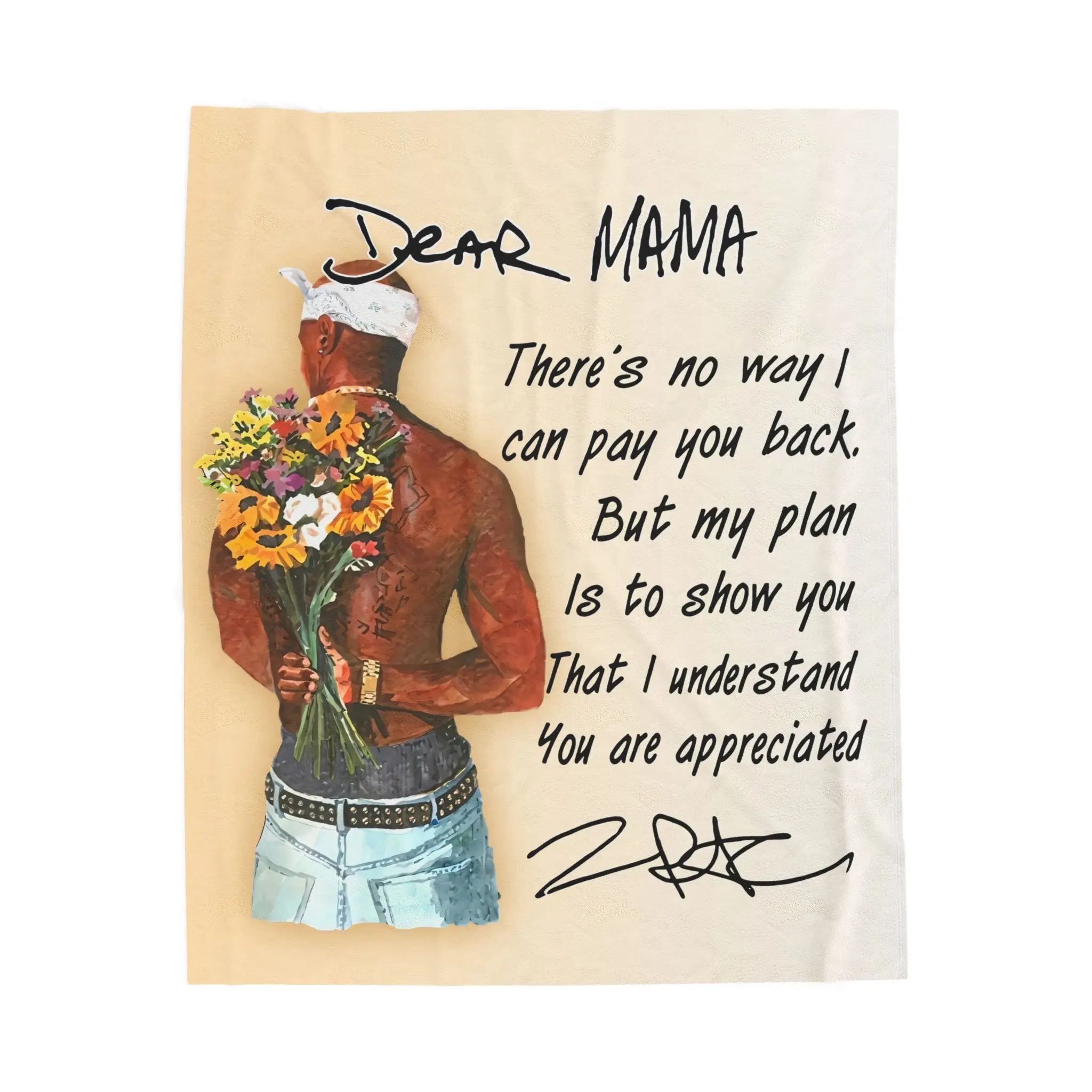 Dear Mama 2pac Velveteen Plush Blanket, Ain't A Woman Alive-Mother's Day Velveteen Plush Blanket, Mother's Day HipHop Blanket, Vintage Tupac Hiphop Gift For Mom