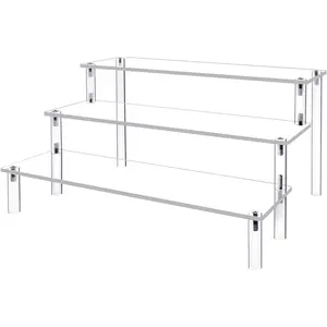 Display Risers,Clear Shelf 3 Tier Cupcake Display Stand Steps for  Desserts Stand Perfume Organizer  POP Collections,Small Mini Display Stand for Organizer and Decoration(12x8x6Inch)