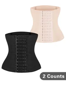 Women's Solid Color Hook & Eye Closure Waist Trainer, Adjustable Tummy Control Shaper, Shapewear Belts for Women, Belly Binder
