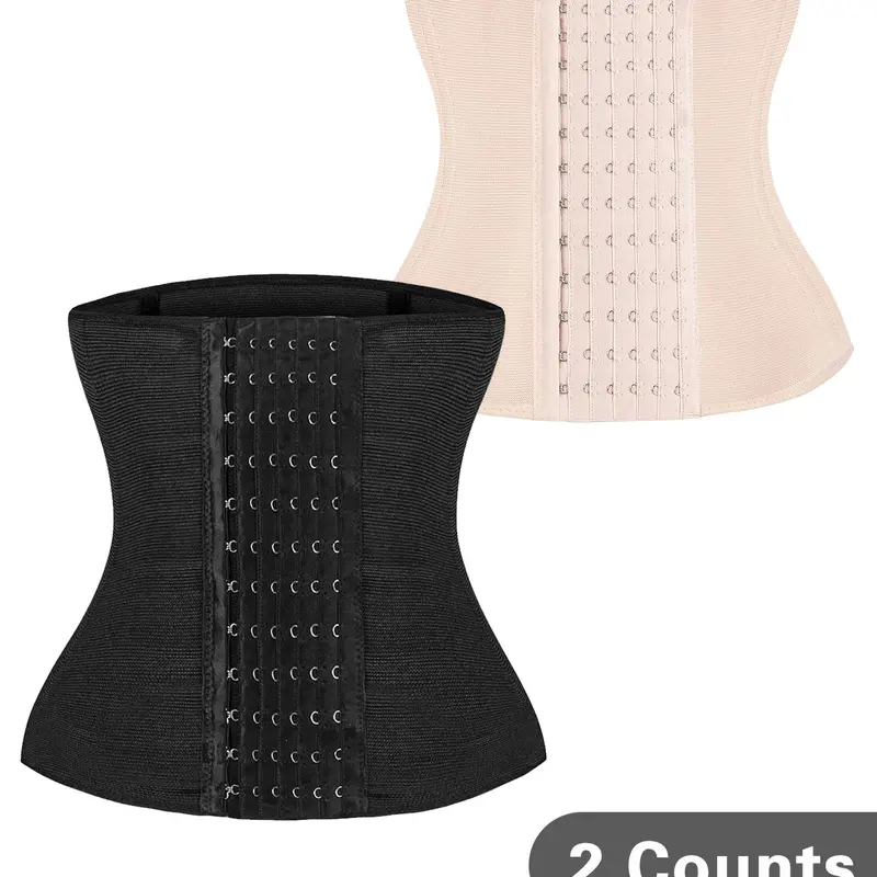 Women's Solid Color Hook & Eye Closure Waist Trainer, Adjustable Tummy Control Shaper, Shapewear Belts for Women, Compression Faja Shapewear