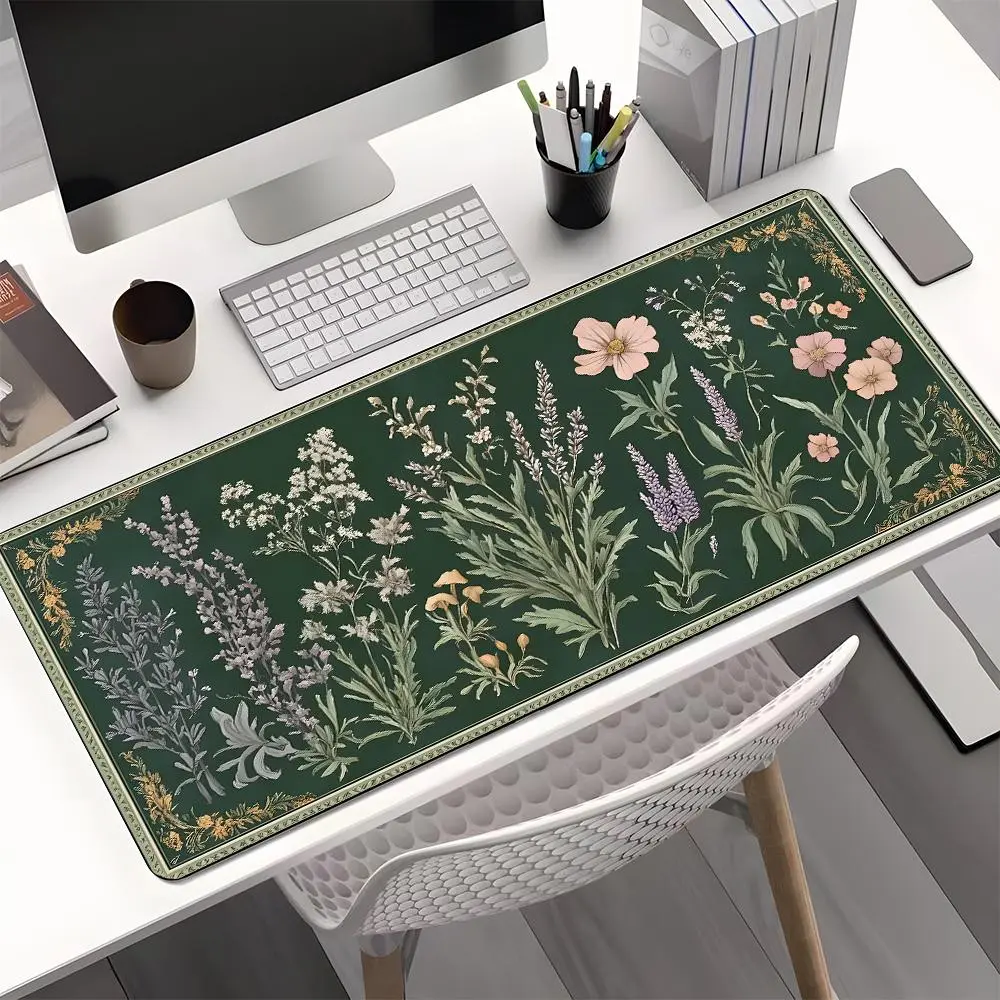 Floral Pattern Mouse Pad, Rectangle Gaming Mouse Pad, Non-Slip Rubber Base Mousepad, Office Desk Keyboard Mouse Mat for Home Office Game Room Desk, Office Girly Desk Accessories, Computer Desk Accessories, Desk Decor