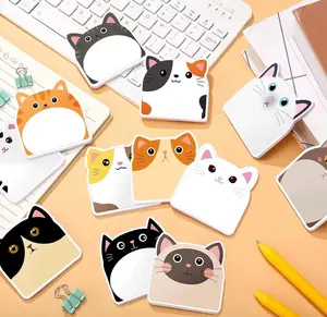 Cute Cat Sticky Notes Set - 6 Pack Multicolor Adhesive Notes with Adorable Cat Designs Ideal for Cat Lovers and Office Use - Decoration Sticker
