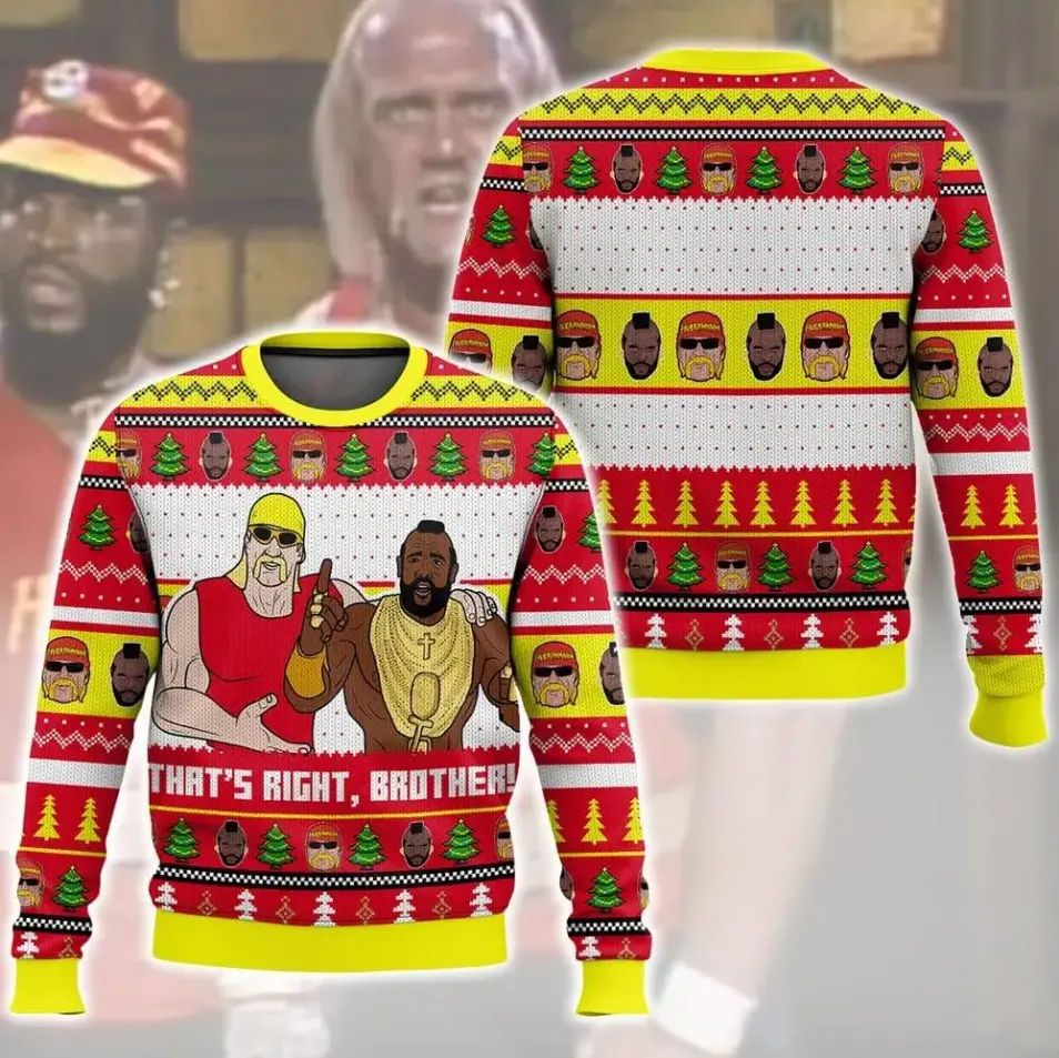 Funny That’s Right Brother Christmas Sweater – Retro Holiday Knit Pullover with Red & Yellow Design | Ugly Xmas Party Outfit