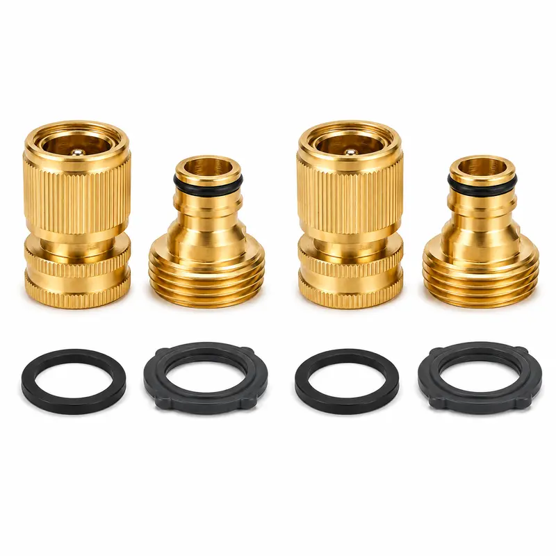 2 Sets Metal Garden Hose Quick Connect Fittings - 3/4" GHT Thread No-Leak Male/Female Adapters, 3/4" GHT Fit, Summer Gardening Tool Accessories, Father's Day Gift for Garden Drainage Use