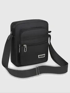 Men's 1 Piece Casual Plain Business Zipper Crossbody Bag, Large Capacity Shoulder Bag, Fashionable Commuter Oxford Crossbody Bag with Adjustable Strap, Adjustable Strap Satchel, Casual Crossbody Bags, Crossbody Messenger Bag