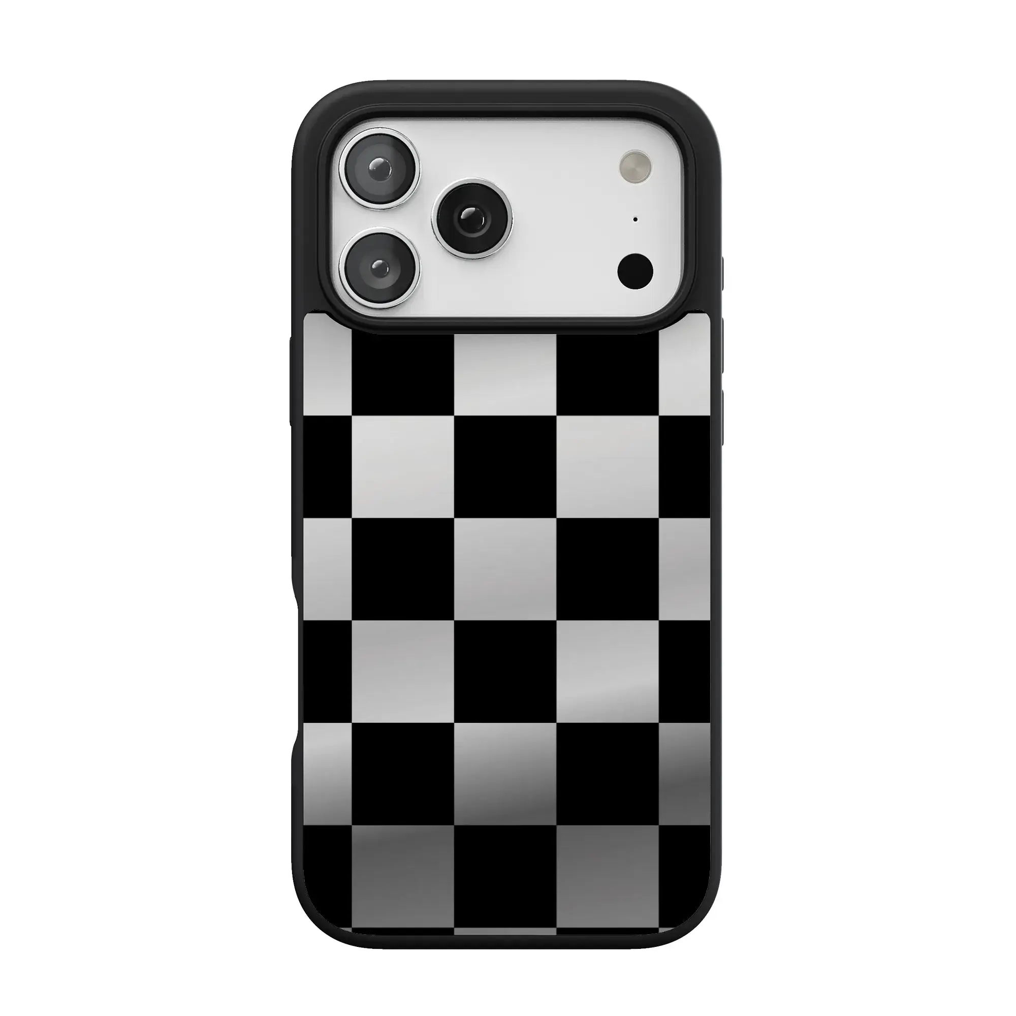 Casely iPhone 17 Pro Max Case | Fit Check | Black Checkerboard | Mirror Align Soft-Touch Flexible Bumper Case | Compatible with MagSafe