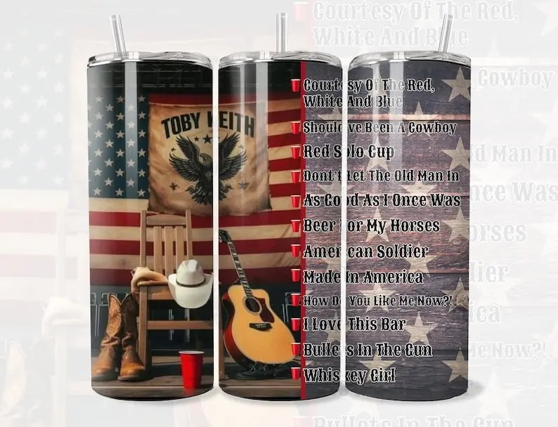 Toby Keith - Toby Keith Songs 20 Oz Skinny Tumbler