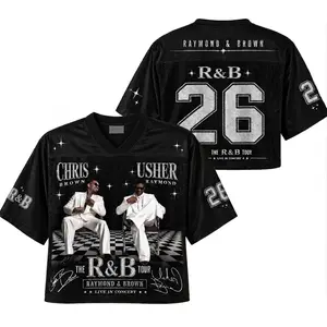 Vintage R&B Tour Mesh Jersey Shirt, Hip Hop Concert Crop Tee, Y2K Streetwear Graphic Crop Football Jersey, Unisex Mesh Jersey Top, Retro Music Fan Gift