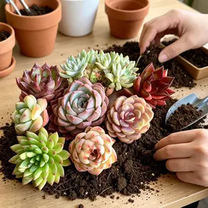 T57-6-Pack Succulent Set (2–3 Inch) – Assorted Large Succulents, Random Varieties, Easy Care Live Plants, Bare Root, Indoor Decor, Beginner Friendly