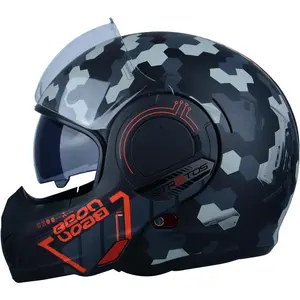 Full Face Motorcycle Helmet DOT Approved, 180 °   Reversible Chin Guard Modular Pilot Helmet with Anti-Fog Dual Visors for Adult Men Women