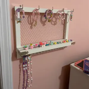 White Jewelry Organizer Wall, Earring Necklace Holder, Wall Jewelry Holder, Hanging Jewelry Organizer, Jewelry Organization, Gifts for Her