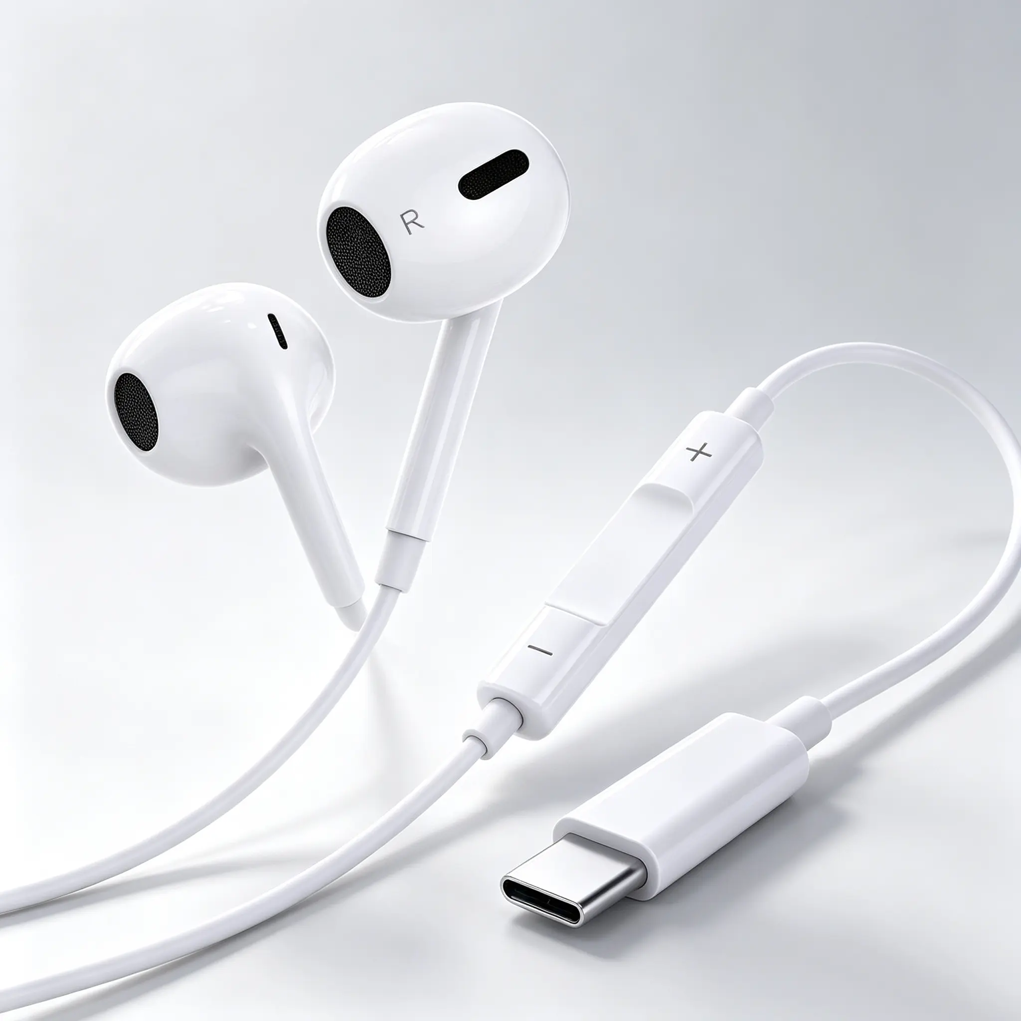 Type-C Wired Earphones Semi-In-Ear USB-C Headphones Built-in Mic Volume Control Stereo Bass Earbuds, Compatible with Samsung Google Pixel iPhone 15 Huawei Xiaomi