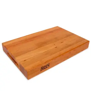 John Boos Cherry Wood End Grain Cutting Board for Kitchen Prep,18" x 12" x 2.25" Chopping Knives