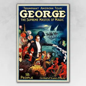360 Stand George the Master Vintage Magic Poster, 12x18 in. Heavyweight Matte Paper Artistic Print, Multi-Color Home Decor Wall Decoration for Room