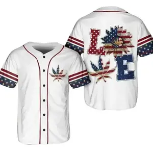 Weed Love American Flag Independence Day 4th July Baseball Jersey Colorful.Jersey Baseball Shirt