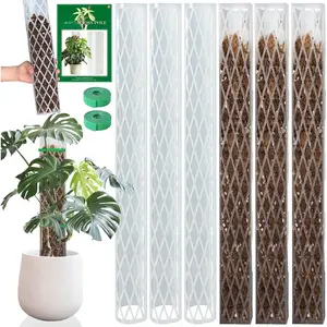 6 count Monstera Moss Pole,Plastic Moss Poles for Climbing  Work with Sphagnum Moss,6x16''  Support for Indoor ,Garden Ties