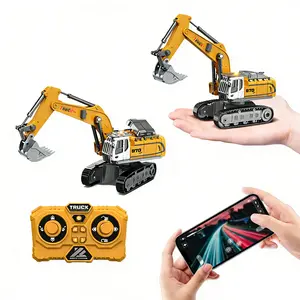 1/64 Mini Remote Control Excavator – Construction Vehicle with Lights & Sounds, APP Phone Connection, Battery Included, Christmas Gifts for Kids