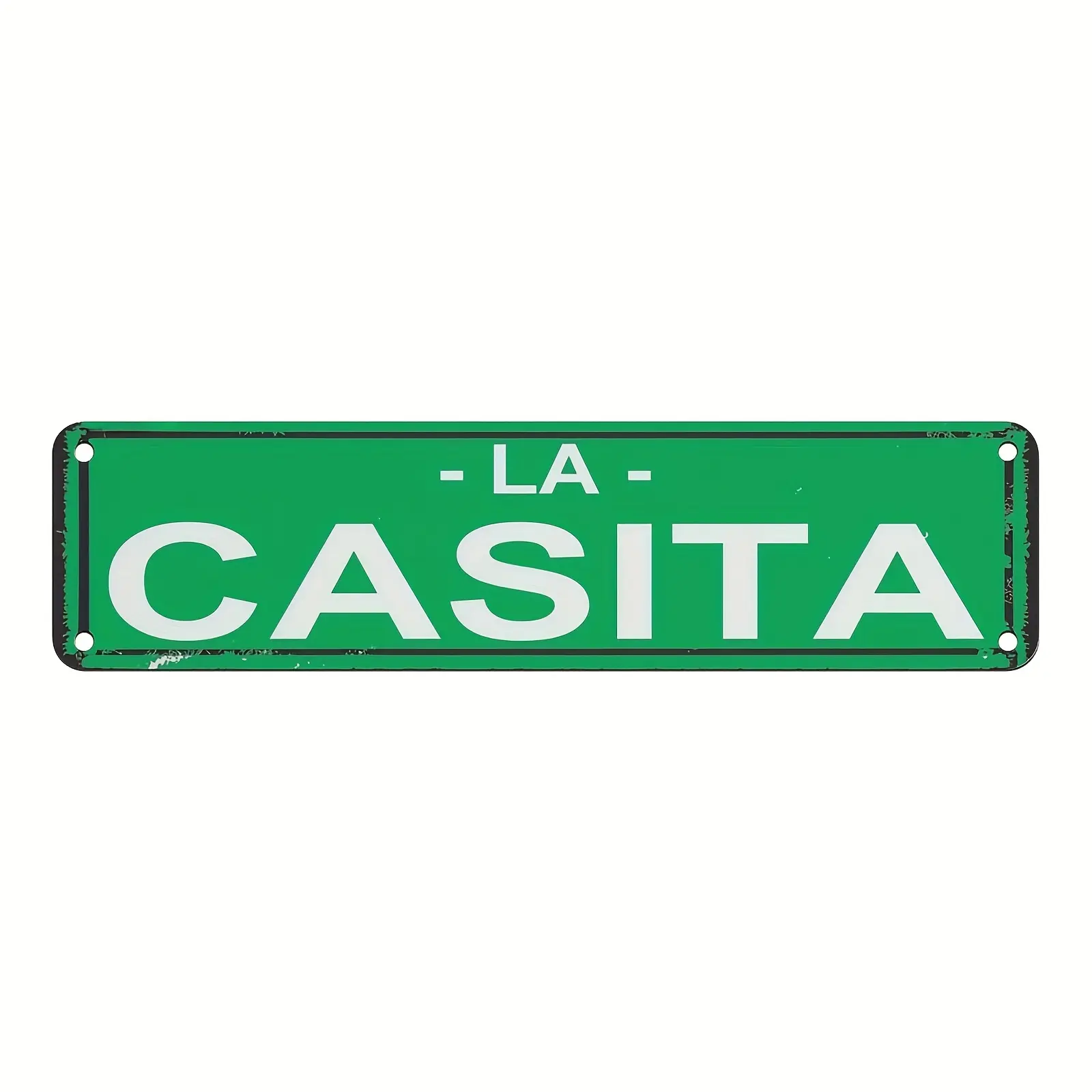Vintage 'La Casita' Green Metal Wall Sign – Rustic Distressed Design for Home, Garden, Bar, or Garage Decor – Indoor/Outdoor Use – 16 x 4 Inches, Metal Outdoor Decor