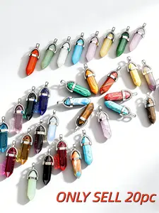 20 Natural Stone Mixed Glass Hexagonal Beads Pendant, Ideal for Jewelry Making, Perfect Mother's Day Gift, Reward Gift