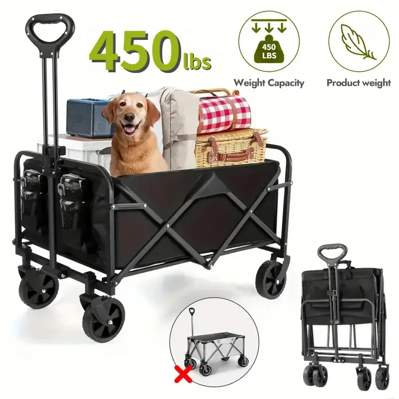 Car storage Foldable Wagon, 330/450LB Heavy Duty Foldable Utility Garden Wagon With Terrain Car storage car Wheels, Side Pockets, Portable C bathroom  hoider magnetic phone mount Ultra Magnetic Phone Holder navigation holder 360  degree  rotation sun cup