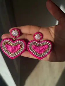 Hand Embroidered Earrings Strawberries, Hearts & Birds