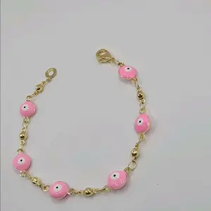 bracelets  with pink eyes gold-plated 7"inches and 6"inches  for kids
