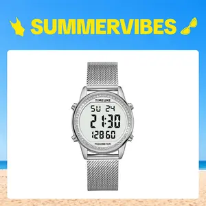 Step Counter Pedometer Watch with Stainless Steel Bracelet, Stylish Design, No App, No Charging Needed for Step, Calorie, Distance, Alarm, Countdown Timer，TU-2401 summervibes