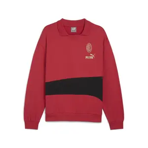 PUMA Mens Ac Milan Culture Sweat Drill Long Sleeve Shirt Casual Tops Casual - Red