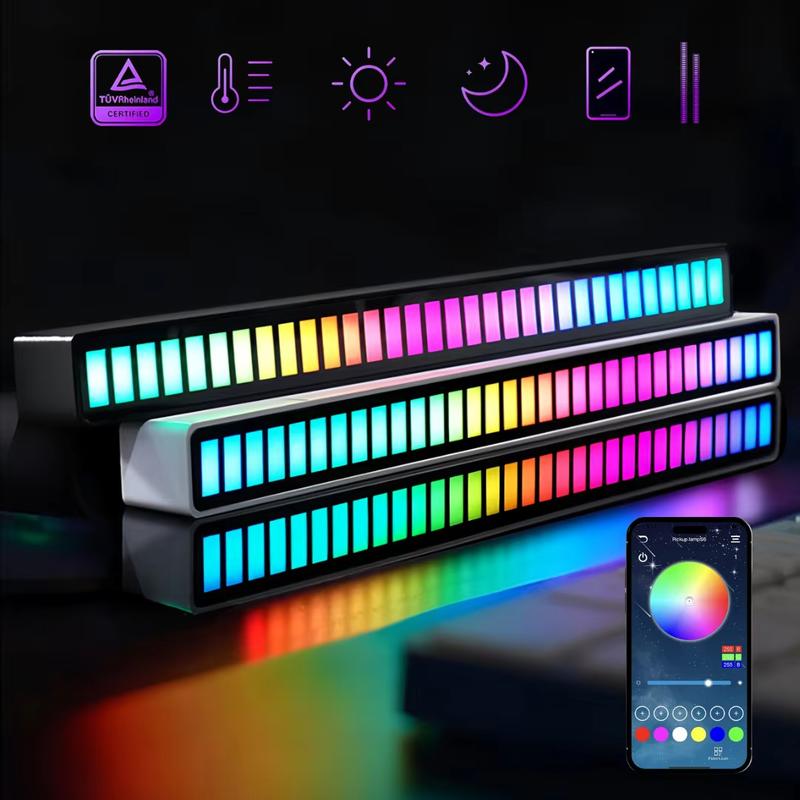 Joytutus USB-powered Decorative Light RGB Voice-controlled Synchronous Rhythm 32 LEDs 12 Modes 5-speed 5-level Brightness Car Desktop Sound Sensing Gaming Esports Party Lighting