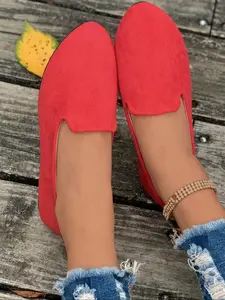 Women's Fashionable Solid Color Round Toe Slip on Sneakers, Slip on Style, Casual Comfortable Sports Shoes for Daily Wear, All Match Commuter Shoes for Women & Girls