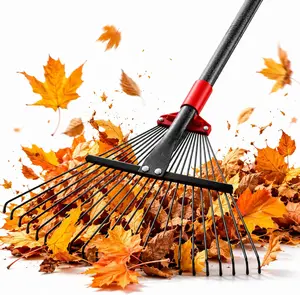 76Inch Adjustable Metal Leaf Rake, 18 Metal Tines Heavy Duty Leaves Rake for Lawns with 8-18" Expandable Head Long Handle Garden Rakes for Women Kids Leaves Yard Gardening Grass Outdoor Camping Debris