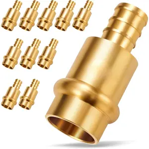 10 Extended 1/2" Press x 1/2" PEX Crimp Coupling, Lead-Free 1/2 inch Press Fittings Brass Adapter for Quick Connection of Copper Tube and PEX-B Pipe