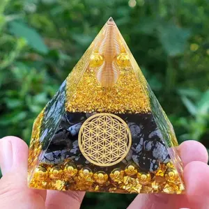 Natural Tiger Eye Orgonite Pyramid Healing Energy Meditation Stone