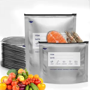 30 count  Foil Bags for  Storage, 4.3 Mil Heavy Duty Stand Up Freezer Bags with Write- Labels, Resealable Light-Blocking Zipper Pouches, 15 Large & 15 Medium